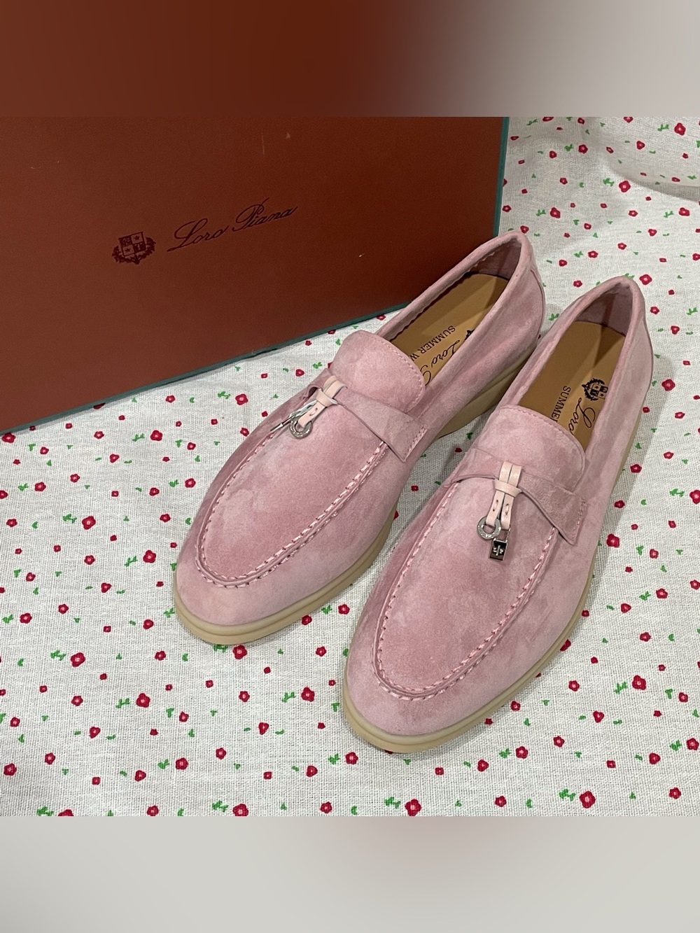 Loro Piana Men’s Dusty Pink Suede Tassel Loafers
